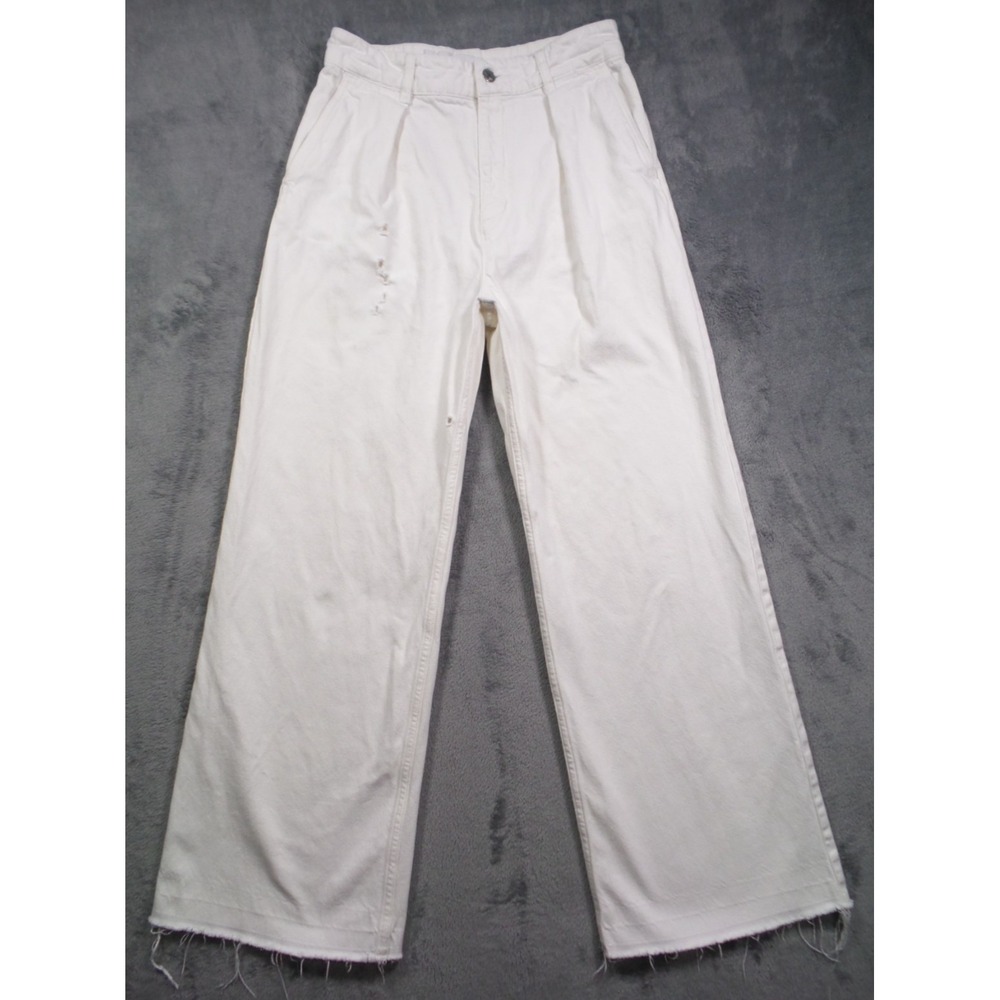 Converse Tokyo Jeans Womens Size 3 White Wide Leg Raw Hem‎ High Rise Japan